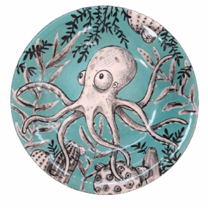 Assiette décor Poulpe