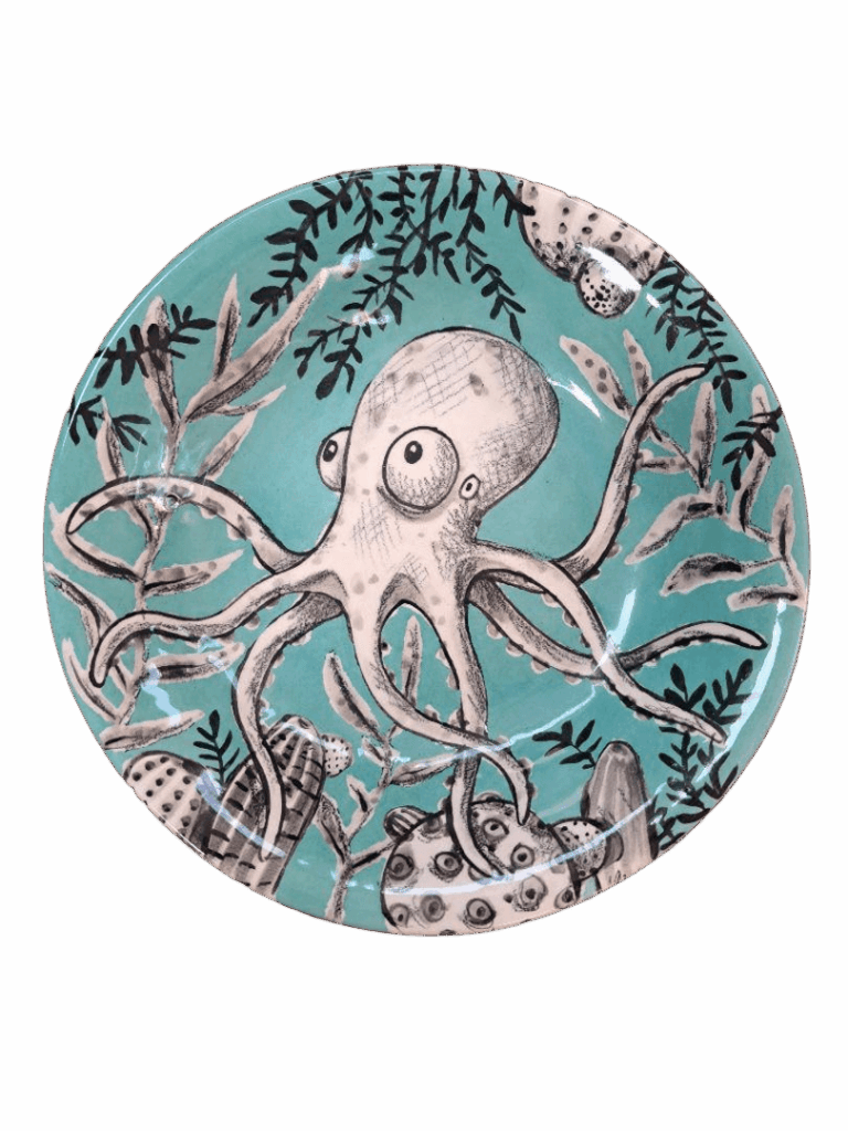 Assiette décor Poulpe