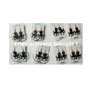 Boucles d'oreilles Poulpe en chambre à air surcyclée