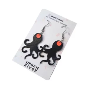 Boucles d'oreilles Poulpe en chambre à air surcyclée - Orange