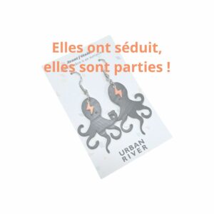 Boucles d'oreilles Poulpe en chambre à air surcyclée - Saumon