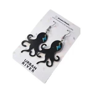 Boucles d'oreilles Poulpe en chambre à air surcyclée - Turquoise